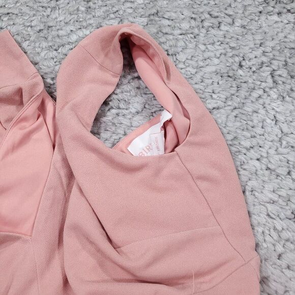 READ Birdy Grey Shamin V-Neck Crepe Bridesmaid Dress Pink Rose Quartz Large Slit - Picture 9 of 13